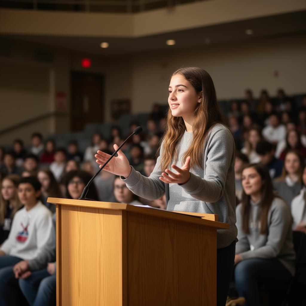 Student delivering a competitive speech